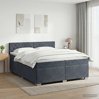 vidaXL Boxspring säng med madrass och LED Mörkgrå 200 x 200 cm Sammet