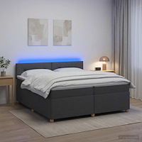 vidaXL Kontinentalsäng med madrass Mörkgrå 200 x 200 cm Tyg