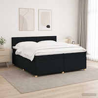 vidaXL Kontinentalsäng med madrass Svart 200 x 200 cm Tyg