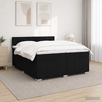 vidaXL Kontinentalsäng med madrass Svart 200 x 200 cm Tyg