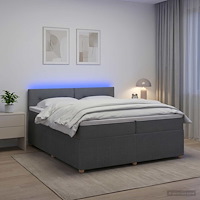 vidaXL Kontinentalsäng med madrass Mörkgrå 200 x 200 cm Tyg