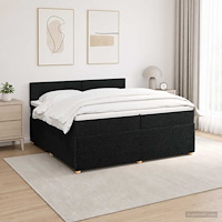 vidaXL Kontinentalsäng med madrass Svart 200 x 200 cm Tyg