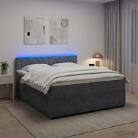 vidaXL Kontinentalsäng med madrass Mörkgrå 200 x 200 cm Sammet