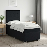 vidaXL Kontinentalsäng med madrass Svart 100 x 200 cm Tyg