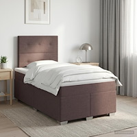 vidaXL Kontinentalsäng med madrass Mörkbrun 120 x 190 cm Tyg
