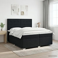 vidaXL Kontinentalsäng med madrass Svart 200 x 200 cm Tyg