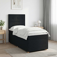 vidaXL Kontinentalsäng med madrass Svart 100 x 200 cm Tyg