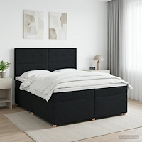 vidaXL Kontinentalsäng med madrass Svart 200 x 200 cm Tyg