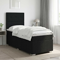 vidaXL Kontinentalsäng med madrass Svart 100 x 200 cm Tyg