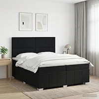 vidaXL Kontinentalsäng med madrass Svart 200 x 200 cm Tyg