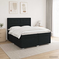 vidaXL Kontinentalsäng med madrass Svart 200 x 200 cm Tyg