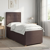 vidaXL Kontinentalsäng med madrass Mörkbrun 100 x 200 cm Tyg