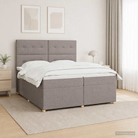 vidaXL Kontinentalsäng med madrass Taupe 200 x 200 cm Tyg
