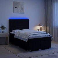 vidaXL LED sängram med madrass med huvudgavel Svart 120 x 190 cm Tyg