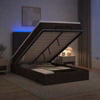 vidaXL Ottoman-säng med madrass och LED Mörkbrun 120 x 190 cm Tyg