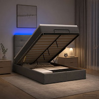vidaXL Ottoman-säng med madrass och LED Mörkgrå 120 x 200 cm Tyg