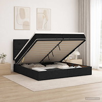 vidaXL Ottoman-säng med madrass och LED Svart 200 x 200 cm Tyg