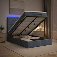 vidaXL Ottoman-säng med madrass och LED Mörkgrå 120 x 190 cm Sammet