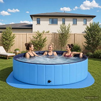 vidaXL Pool grundmatta 36 st Ø 350 cm Rund EVA-skum Blå