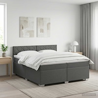 vidaXL Kontinentalsäng med madrass Mörkgrå 200 x 200 cm Tyg