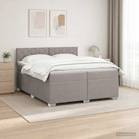 vidaXL Kontinentalsäng med madrass Taupe 200 x 200 cm Tyg