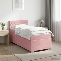vidaXL Kontinentalsäng med madrass Rosa 100 x 200 cm Sammet