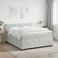 vidaXL Kontinentalsäng med madrass Ljusgrå 180 x 200 cm Sammet