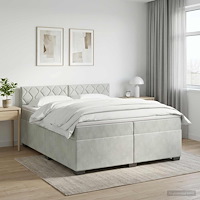 vidaXL Kontinentalsäng med madrass Ljusgrå 200 x 200 cm Sammet