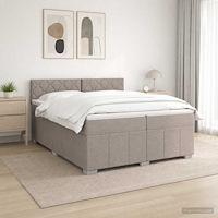 vidaXL Kontinentalsäng med madrass Taupe 200 x 200 cm Tyg