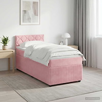 vidaXL Kontinentalsäng med madrass Rosa 90 x 200 cm Sammet