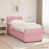 vidaXL Kontinentalsäng med madrass Rosa 100 x 200 cm Sammet