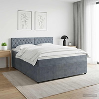 vidaXL Kontinentalsäng med madrass Mörkgrå 180 x 200 cm Sammet