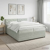 vidaXL Kontinentalsäng med madrass Ljusgrå 200 x 200 cm Sammet