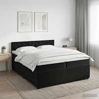vidaXL Kontinentalsäng med madrass Svart 200 x 200 cm Sammet
