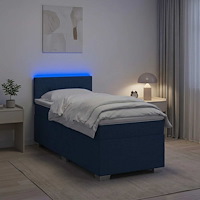 vidaXL Boxspring säng med madrass och LED Blå 80 x 200 cm Tyg