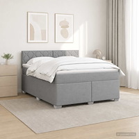 vidaXL Boxspring säng med madrass och LED Ljusgrå 140 x 190 cm Tyg