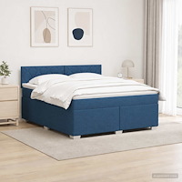 vidaXL Boxspring säng med madrass och LED Blå 160 x 200 cm Tyg