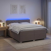 vidaXL Boxspring säng med madrass och LED Taupe 200 x 200 cm Tyg