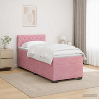 vidaXL Boxspring säng med madrass och LED Rosa 100 x 200 cm Sammet
