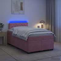 vidaXL Boxspring säng med madrass och LED Rosa 120 x 200 cm Sammet