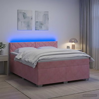 vidaXL Boxspring säng med madrass och LED Rosa 140 x 200 cm Sammet