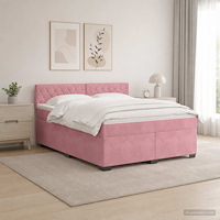 vidaXL Boxspring säng med madrass och LED Rosa 160 x 200 cm Sammet