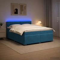 vidaXL Boxspring säng med madrass och LED Blå 200 x 200 cm Sammet