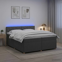 vidaXL Kontinentalsäng med madrass Mörkgrå 200 x 200 cm Tyg
