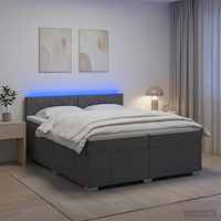 vidaXL Kontinentalsäng med madrass Mörkgrå 200 x 200 cm Tyg
