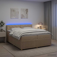 vidaXL Kontinentalsäng med madrass Gräddvit 200 x 200 cm Tyg