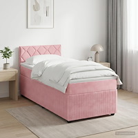 vidaXL Kontinentalsäng med madrass Rosa 90 x 190 cm Sammet