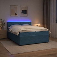vidaXL Kontinentalsäng med madrass Blå 200 x 200 cm Sammet