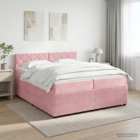 vidaXL Kontinentalsäng med madrass Rosa 200 x 200 cm Sammet