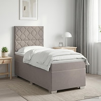 vidaXL Kontinentalsäng med madrass Taupe 90 x 200 cm Tyg